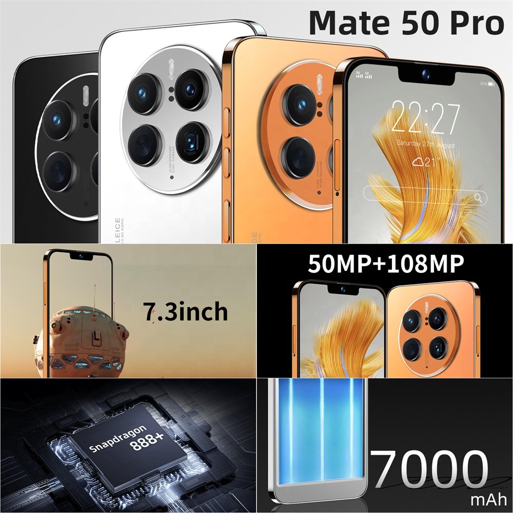 Global Version Mate50 Pro unlock 5G Smartphone 7.3 Inch Big Screen 512GB Android GSM mobile phones 64MP HD Camera cell phone
