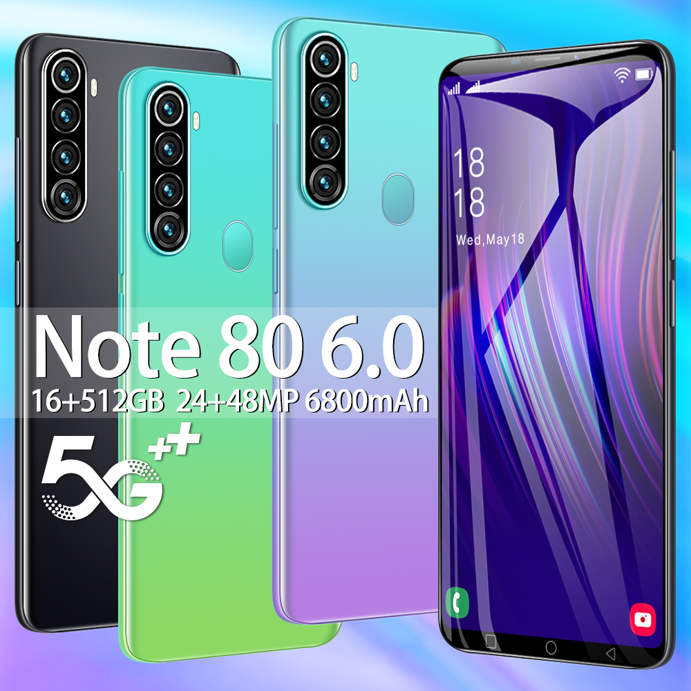 2024 factory Note 80 cellphone big screen HD screen factory price business phone gaming phone wholesale high 3g 4g 5g smartphone