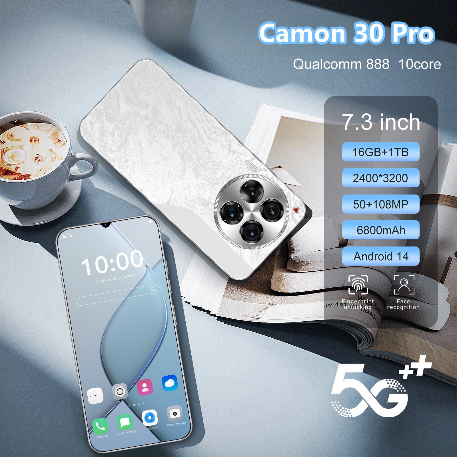 Original Unlocked Camon 30 Pro 5G Smartphone 7.3 inch Full Screen 16GB+1TB Android Mobile Phones With Face ID Cell Phone