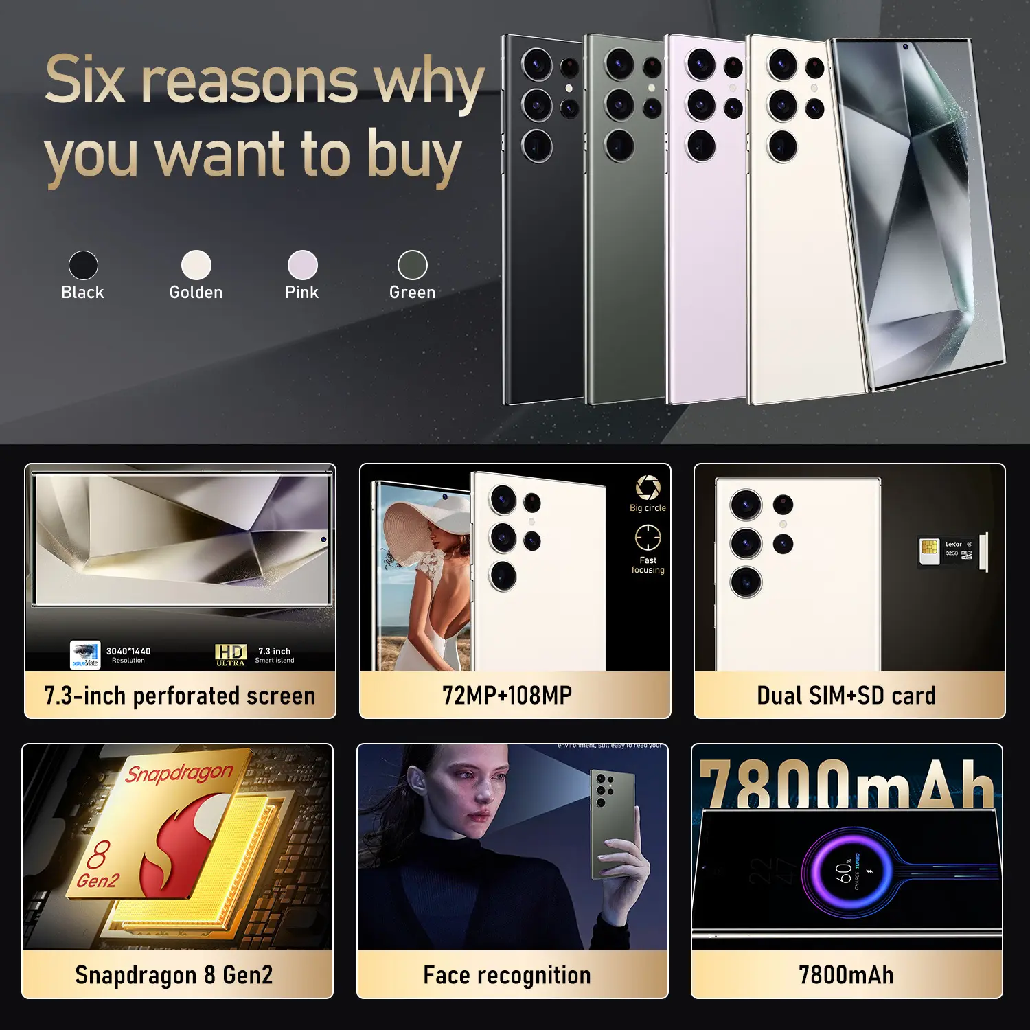 2024 Brand New S24 Ultra Phone 6.8 inch 512GB 4G 5G Smartphones Have Logo And Original Packing for Clone Version S24 ultra