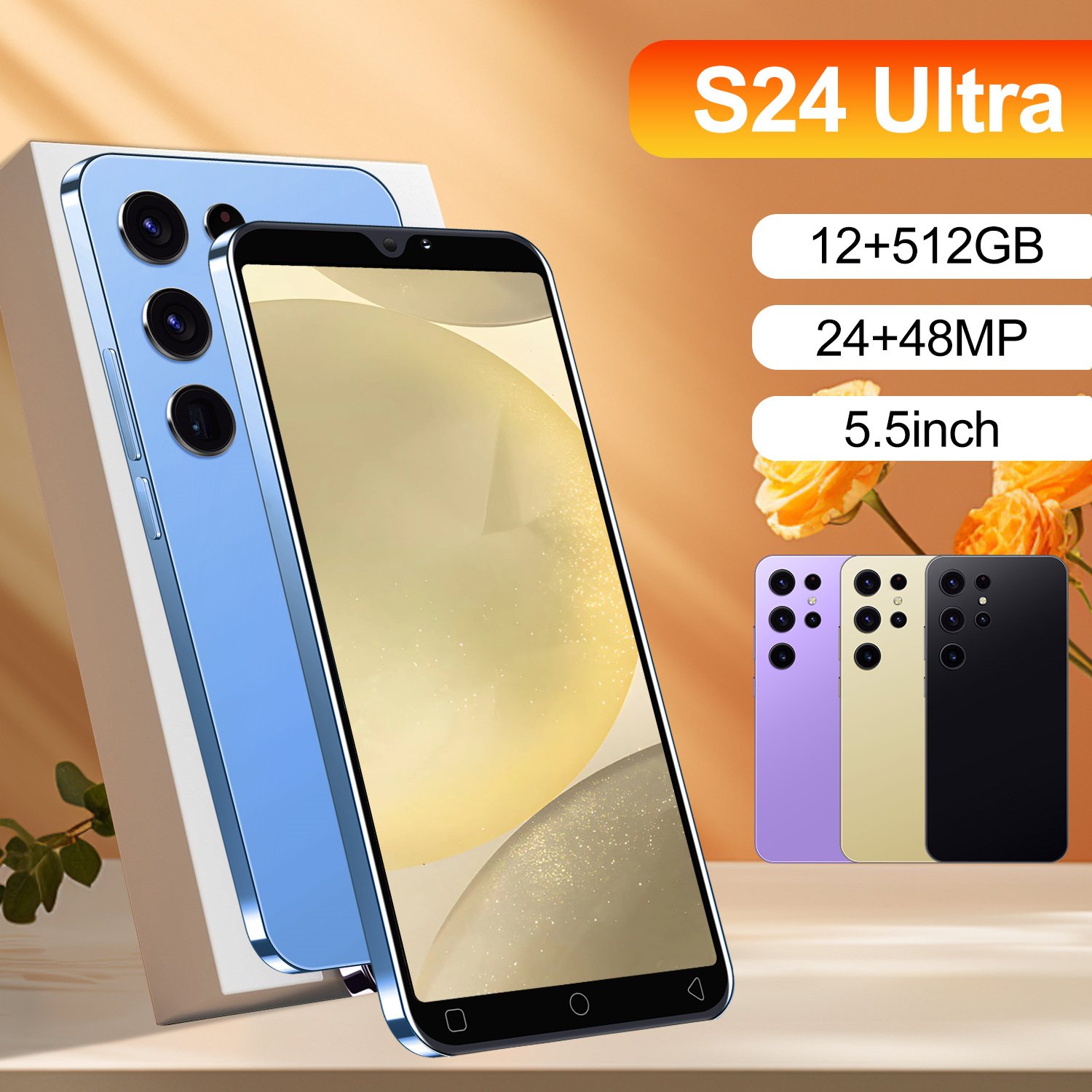 New Original 5G Smartphone Galaxy S24 Ultra 7.3 inch Big Screen 12GB+512GB Smartphone Android 13 FOR Brand Clone S24 Ultra