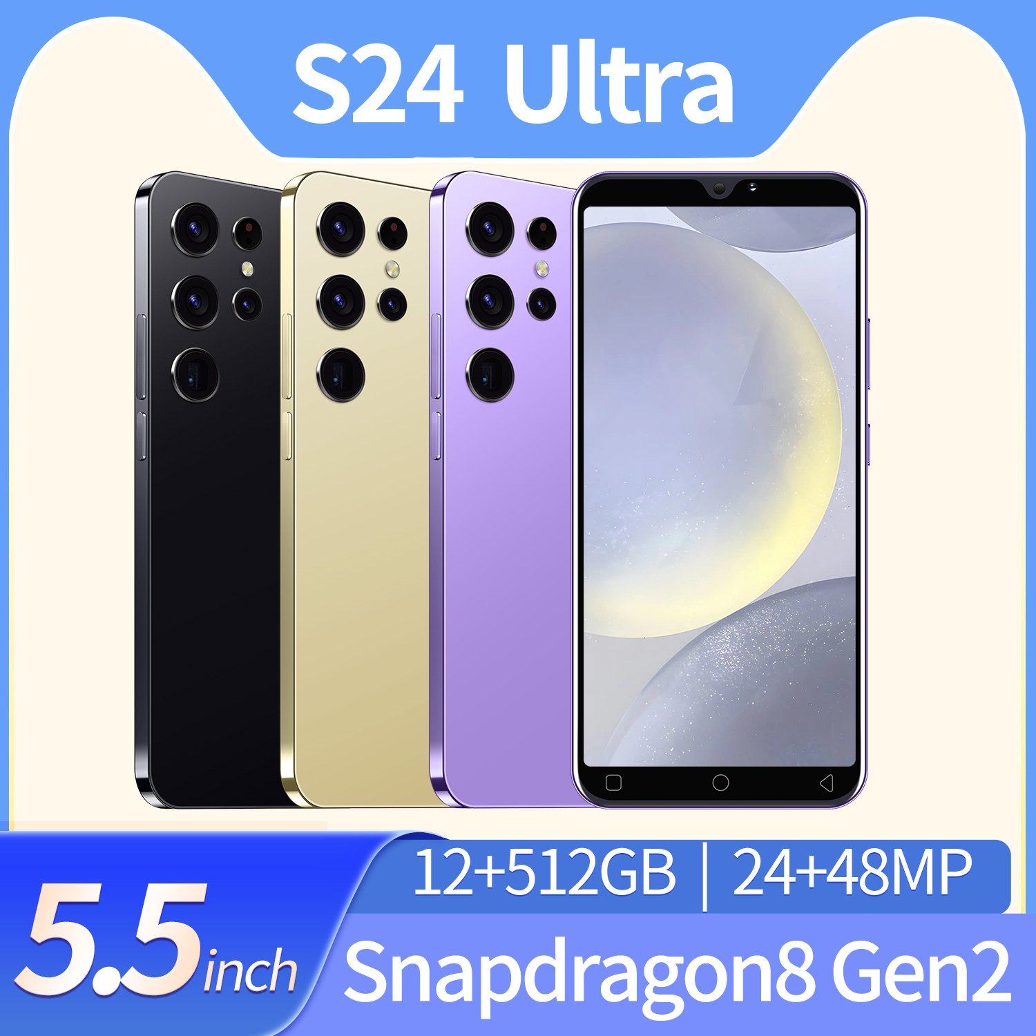New Original 5G Smartphone Galaxy S24 Ultra 7.3 inch Big Screen 12GB+512GB Smartphone Android 13 FOR Brand Clone S24 Ultra