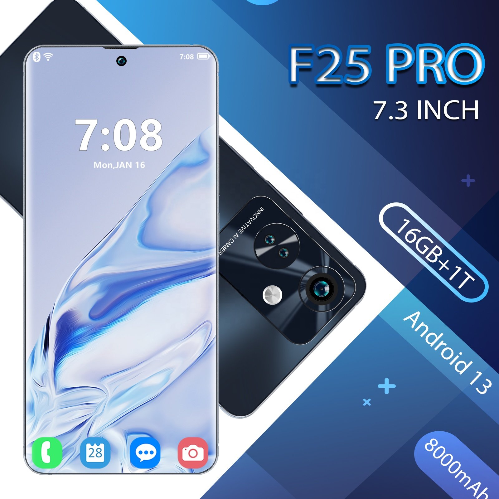 4G&5G Smartphone F25 Pro Global Version 7-inch display 16GB + 1TB New Big Screen Android Mobile Phone