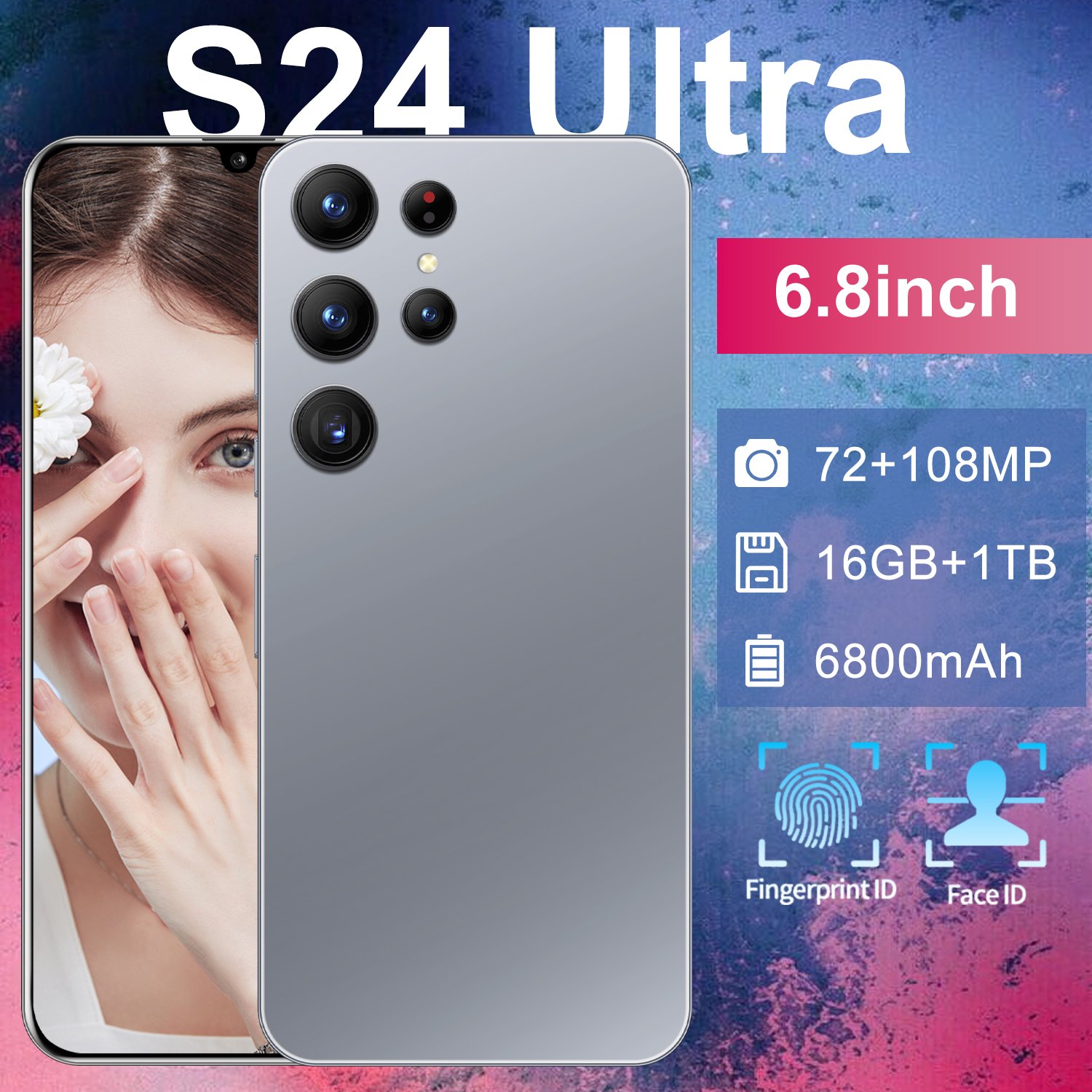 Original 5G Smartphone S24 Ultra 7.3 inch Big Screen 12GB+512GB Smartphone Android 13 Brand New Clone S24 Ultra