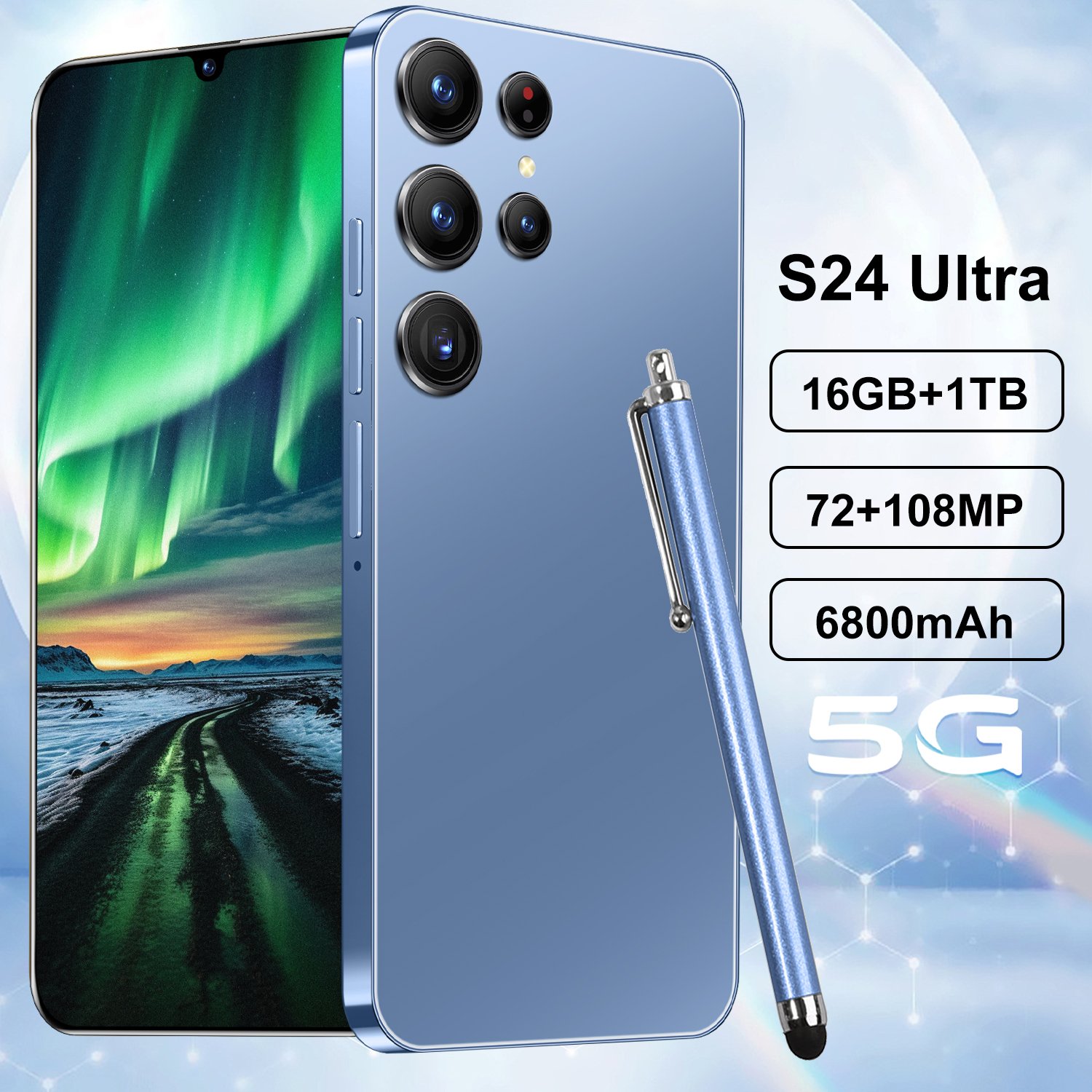 Original 5G Smartphone S24 Ultra 7.3 inch Big Screen 12GB+512GB Smartphone Android 13 Brand New Clone S24 Ultra