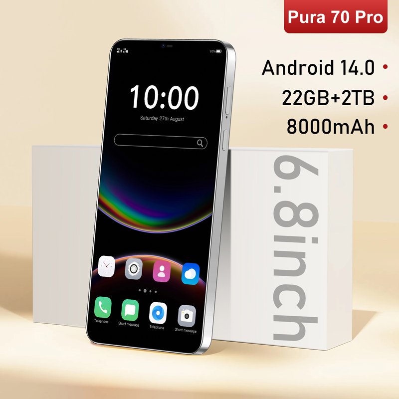 4+128GB 4G Unlocked Pura 70 Pro Clone Cell Mobile Phone Private White Label Smartphone