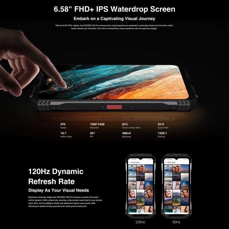 High quality fashion phone DOOGEE V30 Pro 12GB+512GB 200MP 5G smartphone 10800mAh 6.58-inch Android 13 5G mobile phones