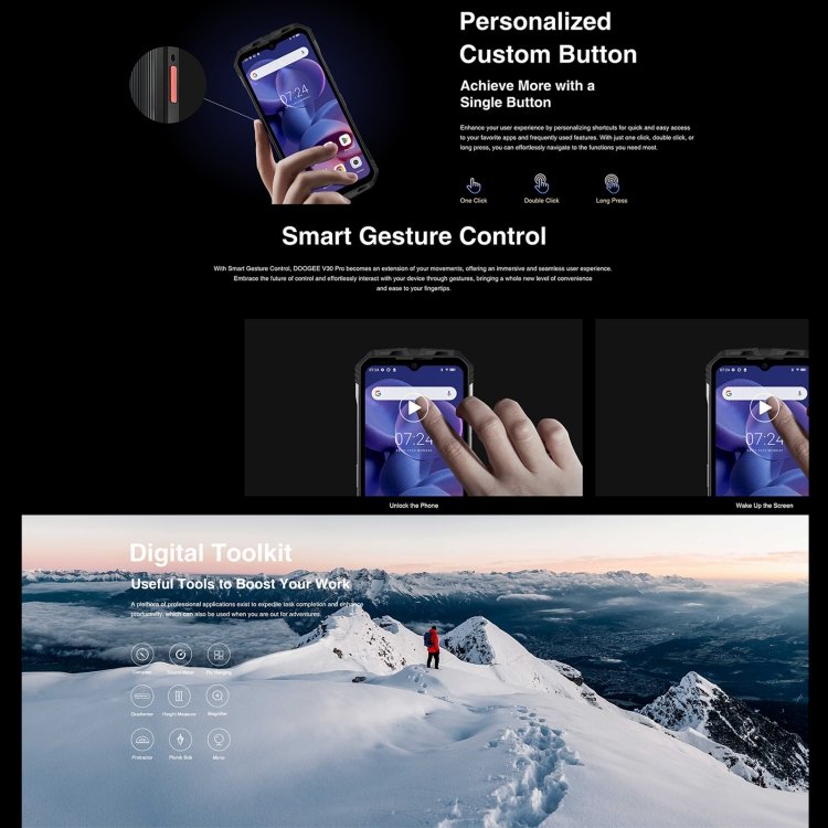 High quality fashion phone DOOGEE V30 Pro 12GB+512GB 200MP 5G smartphone 10800mAh 6.58-inch Android 13 5G mobile phones