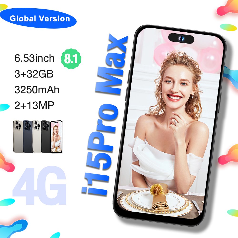 Feature Phone Original i For Phone 15 Pro Max Telefone Cell Cheap Mobile Phone 5G smartphone Smartphone Gaming i15 16 14 Android