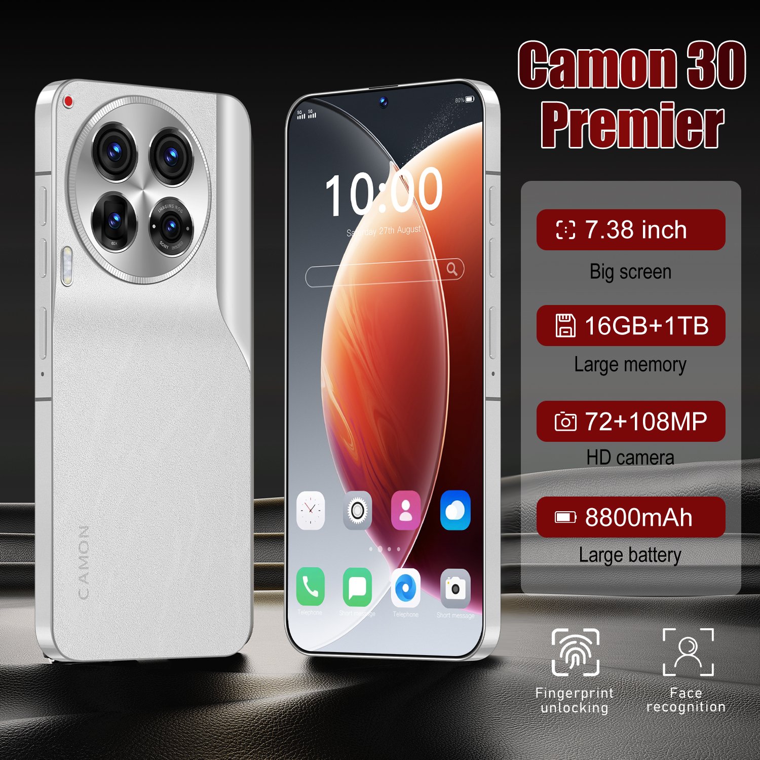 New Global Camon 30 Premier Cell Phone 7.3 Inch Big Screen 5G Smartphone 16GB+1TB Dual SIM Android Mobile Phone Camon 30 Premier