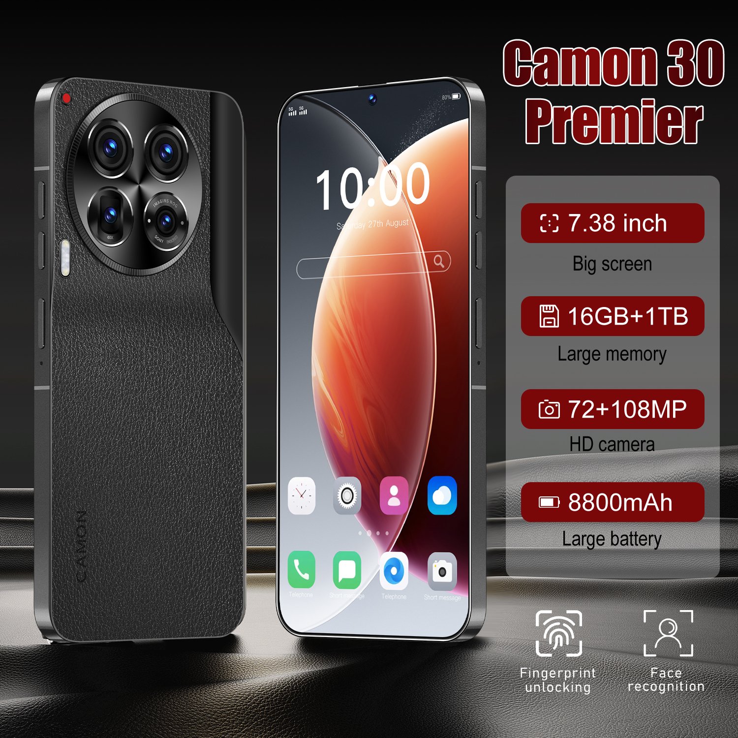New Global Camon 30 Premier Cell Phone 7.3 Inch Big Screen 5G Smartphone 16GB+1TB Dual SIM Android Mobile Phone Camon 30 Premier