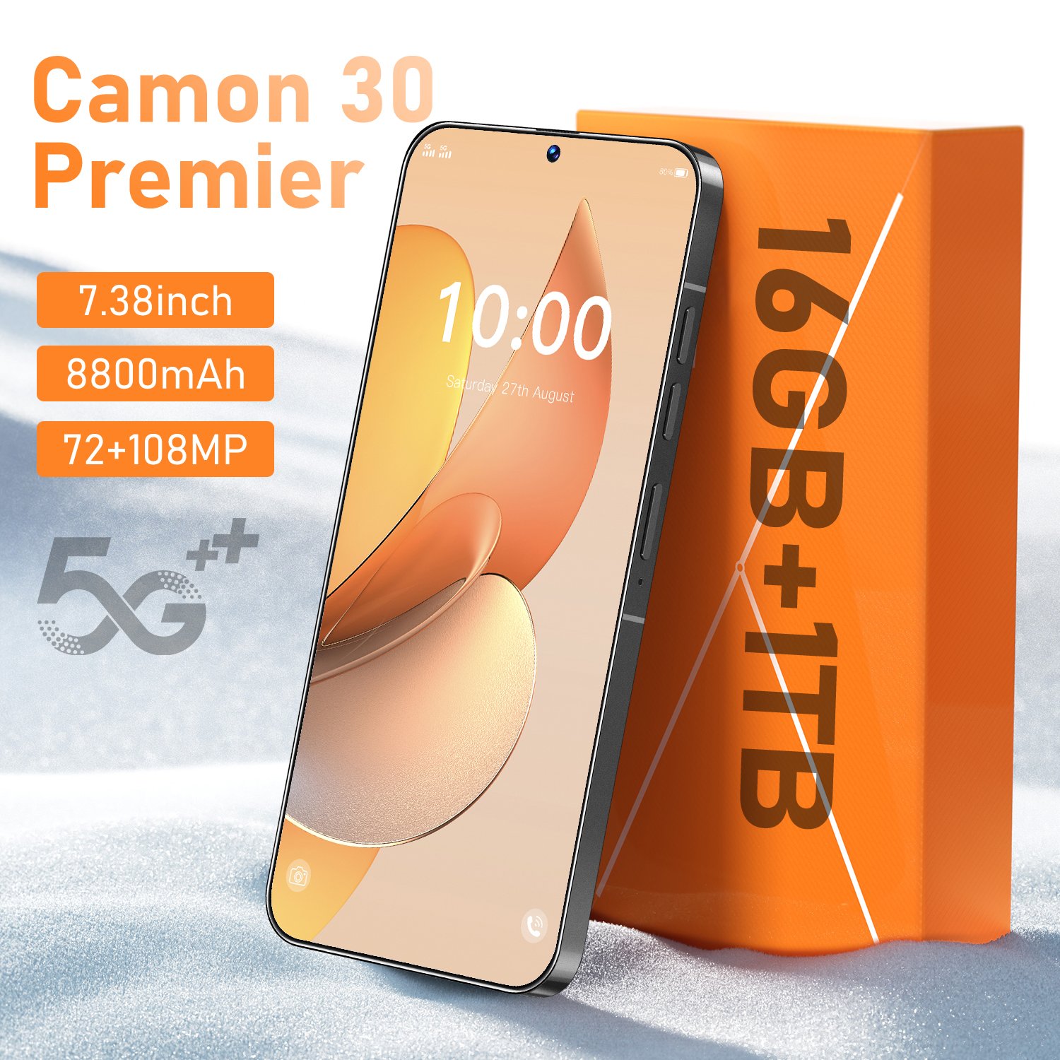 New Global Camon 30 Premier Cell Phone 7.3 Inch Big Screen 5G Smartphone 16GB+1TB Dual SIM Android Mobile Phone Camon 30 Premier