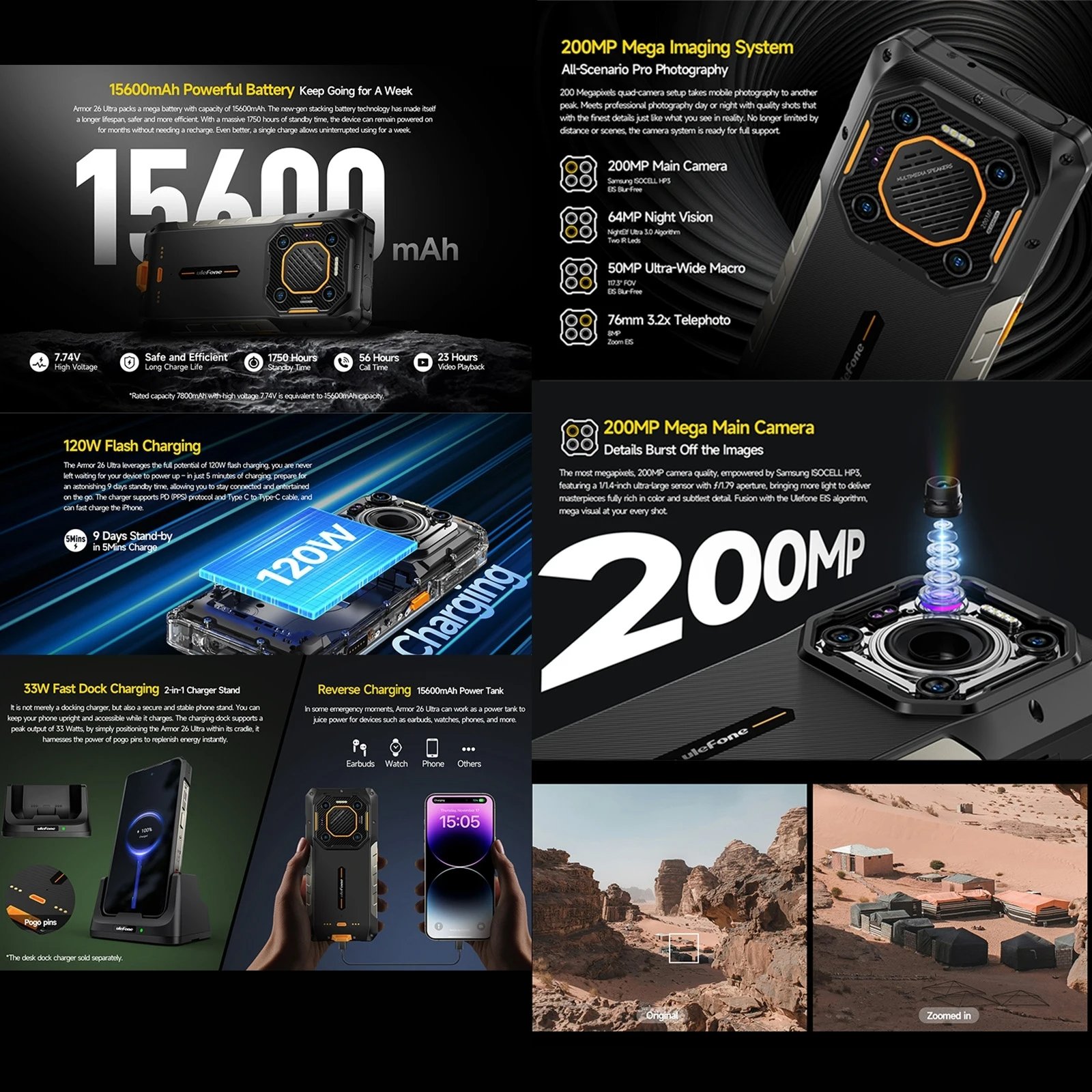 Ulefone Armor 26 Ultra Walkie Talkie 5G mobile phones 3g&4g smartphone 6.78" smart phone 5g smartphone 24GB 512GB Rugged Phone