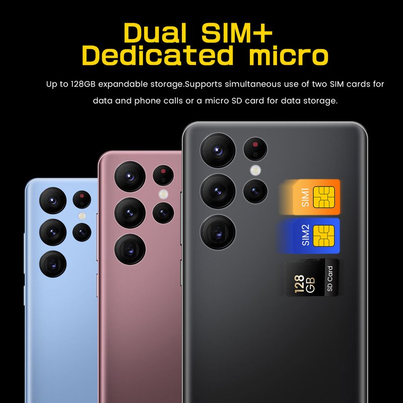 Dual Sim Low Price S22 Plus Cellular Smart Cell Phone 5G Mobile Phones Wholesale Unlocked Android Smartphones