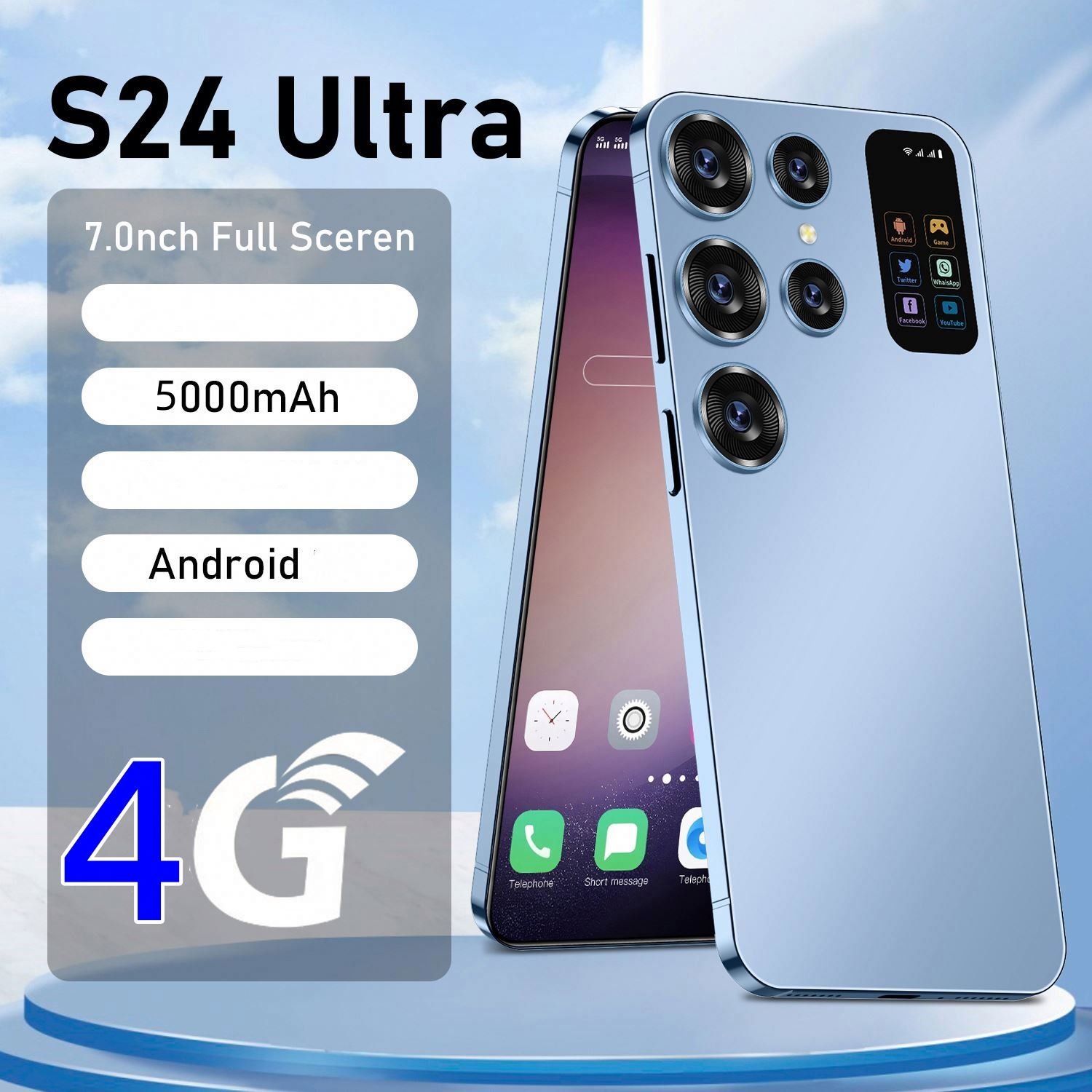 S24+ Ultra S24 Big Screen 7.3 inch 16G 1T original face unlock smart mobile cell phone Android 12 unlock mobile phone