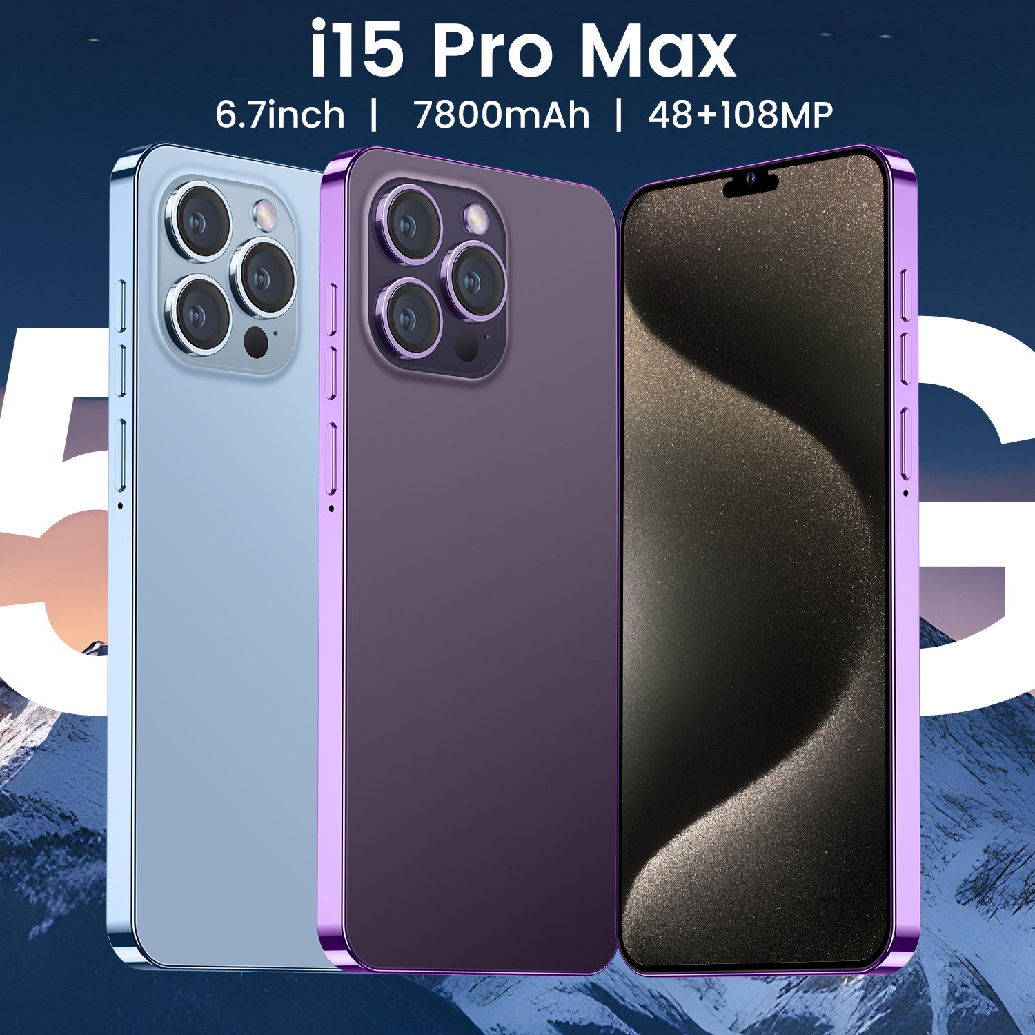 2024 Clone Version 15 pro max 6.8 inch 60HZ Cheap 4G 5G smartphone 8GB+512GB unlocked Dual Sim Card 64MP Cheap 15 Pro Max