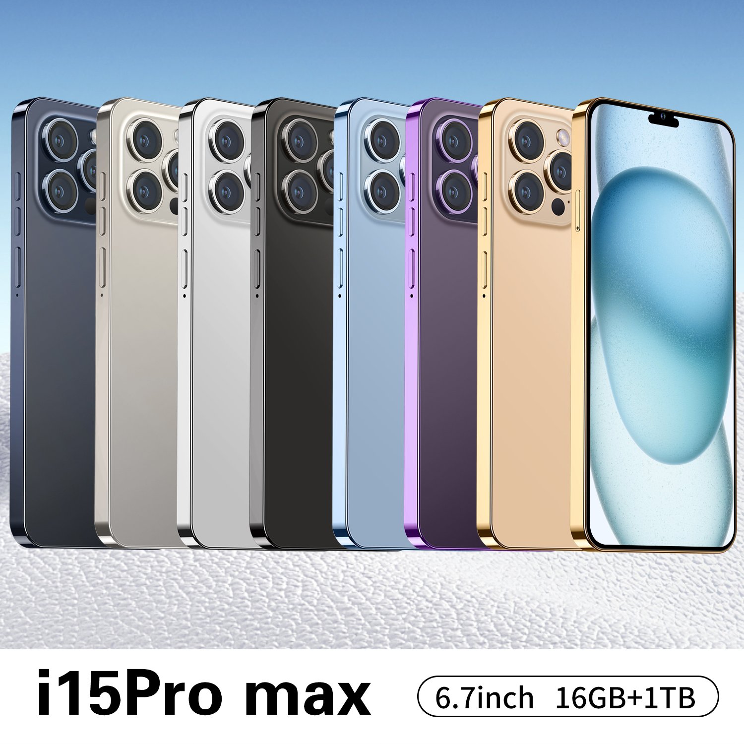 2024 Clone Version 15 pro max 6.8 inch 60HZ Cheap 4G 5G smartphone 8GB+512GB unlocked Dual Sim Card 64MP Cheap 15 Pro Max