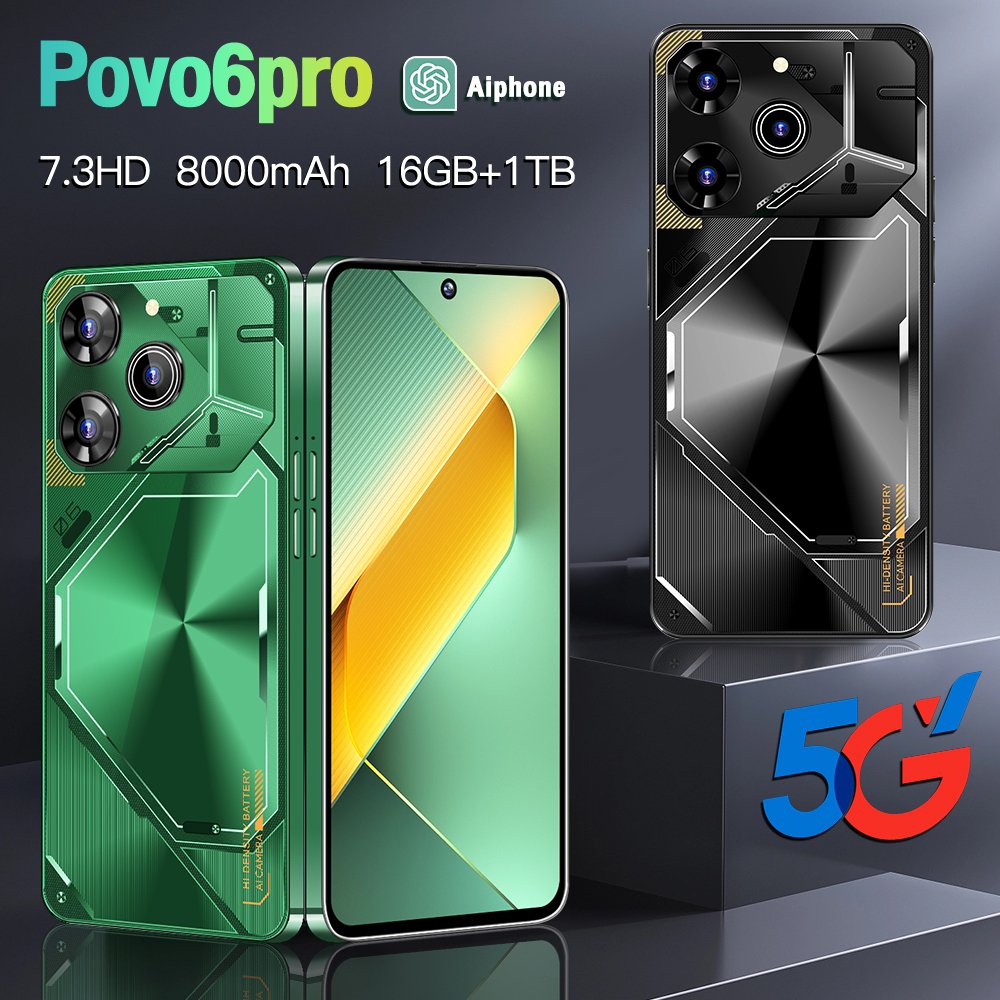 Original pova 6 pro 5g 7.3 Inch 5G Smartphone 16GB+1TB 6800 mAh povo Android 13.0 Mobile Phone tecno phone