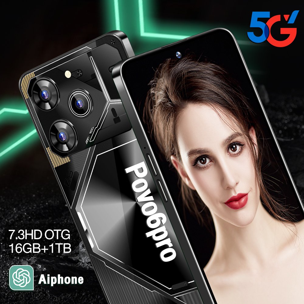 Original pova 6 pro 5g 7.3 Inch 5G Smartphone 16GB+1TB 6800 mAh povo Android 13.0 Mobile Phone tecno phone