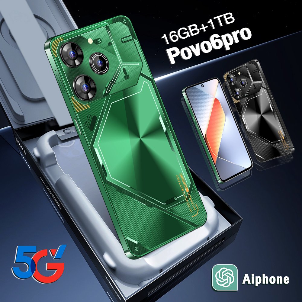 Original pova 6 pro 5g 7.3 Inch 5G Smartphone 16GB+1TB 6800 mAh povo Android 13.0 Mobile Phone tecno phone