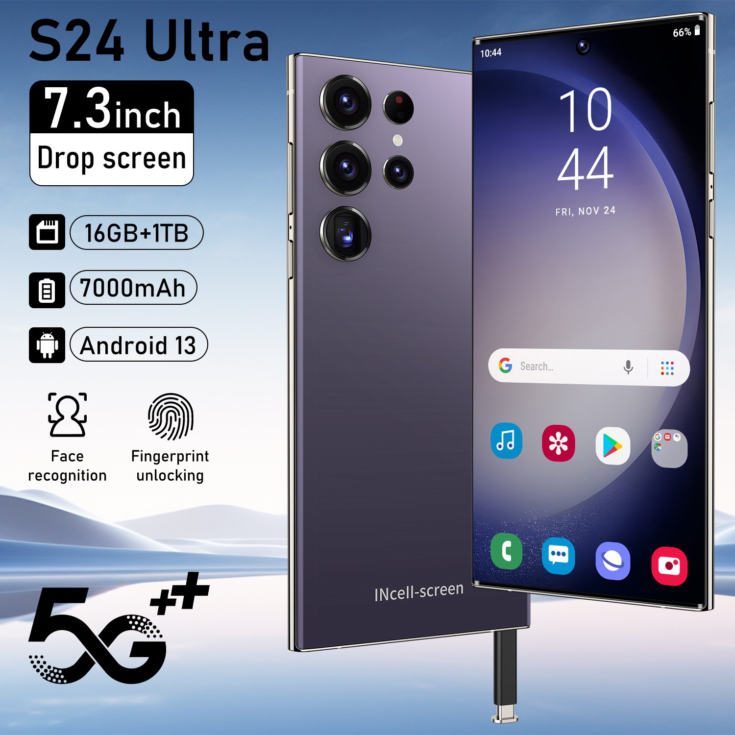 Biometric Powerhouse S24 Global Android 5G Smartphone Dual SIM 16GB RAM 1TB Storage Face and Fingerprint Unlock