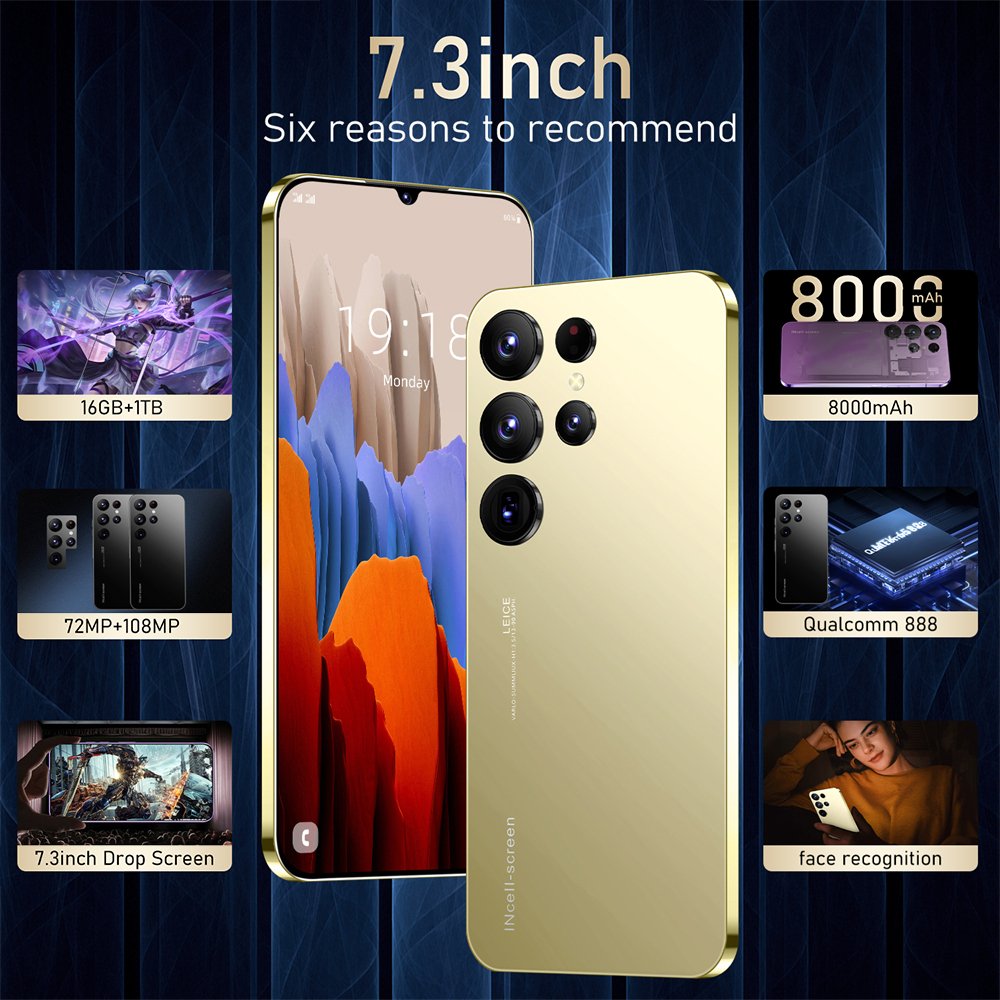 Samsun S24 Ultra 5G Smartphone 7.3-inch HD Smart Phone Quad Core Newest Android Mobile Phone OLED 5g Smartphone Work in India