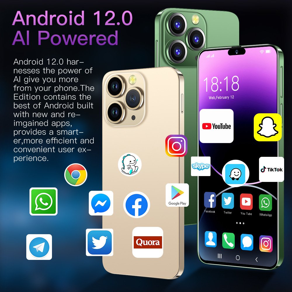 HX New Arrival Mobile Phone Telephone Global Version 14 Pro Max Smartphone 6.8 Inch 16+1t Android Mobile Phone New Arrival