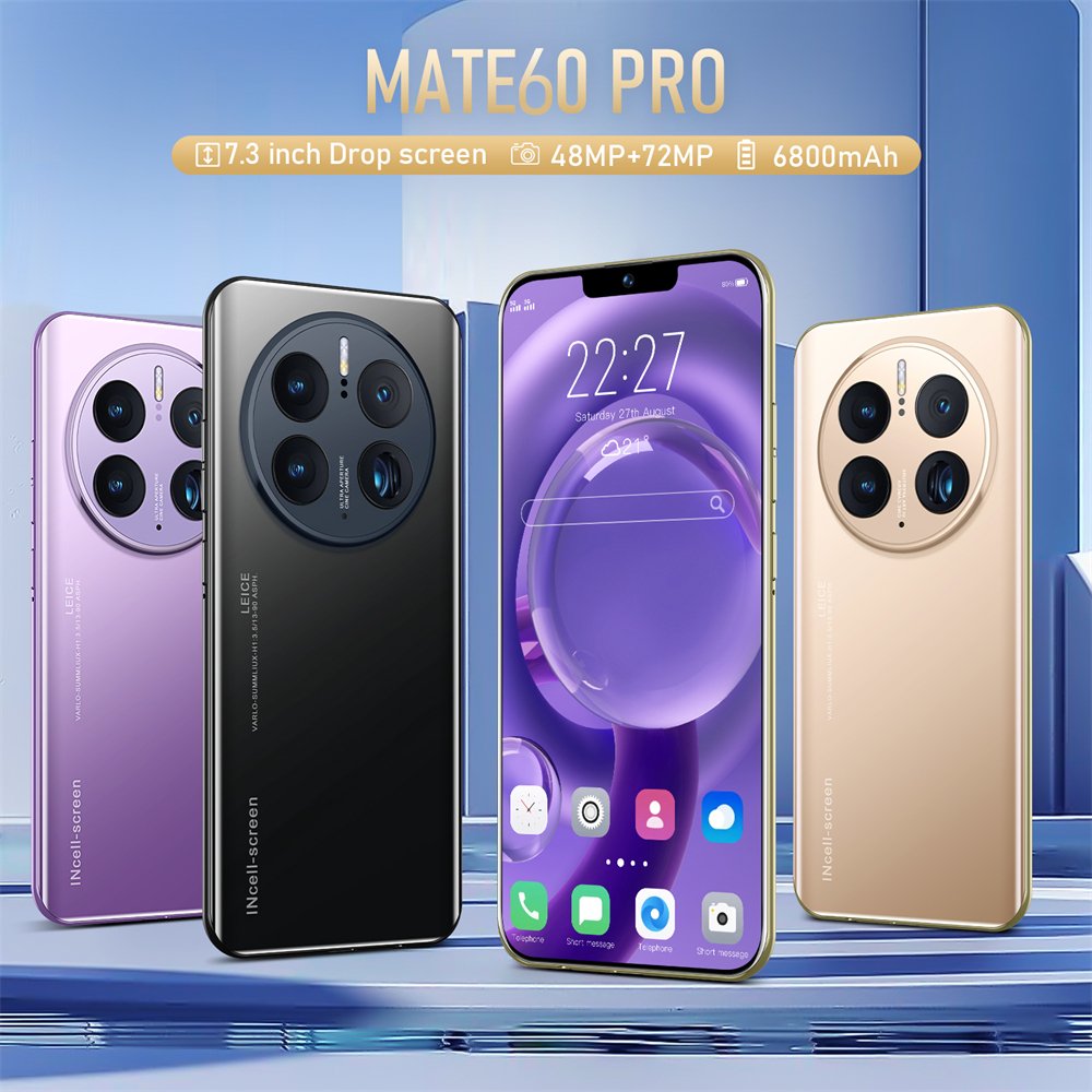 Mater 60 pro Phone Global 5G phone Curved screen 7.3 inch drop screen 16+1TB Full screen Cellphones Phone 5g Smartphone