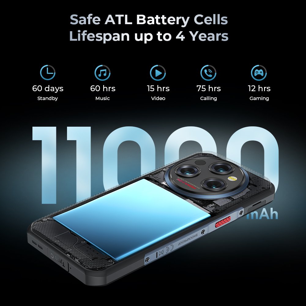 New OUKITEL WP35 5G Rugged Phone 24GB+256GB 6.6" MTK Dimensity 6100+ 11000mAh Battery 64MP Ip68 NFC Original Rugged Smartphone