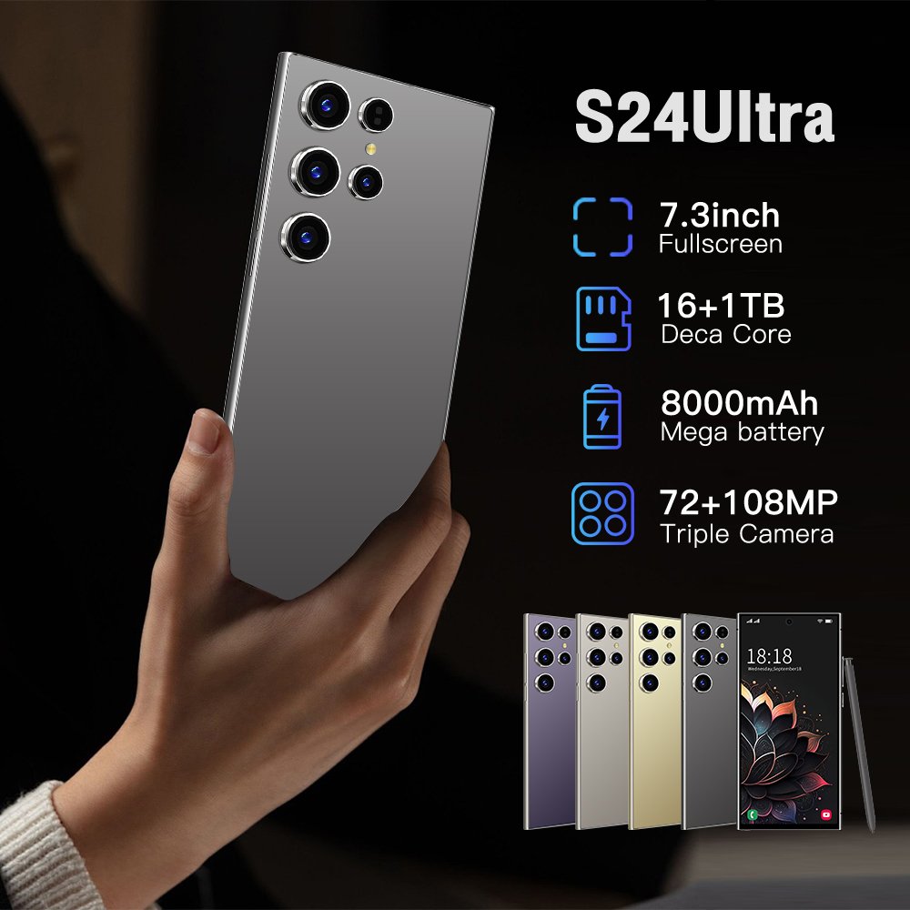 2024 New Original s24 ultra 5G Android 14 Smartphone 16G+1TB 7.3inch mobilephone 72MP+108MP HD 5G Cellphone