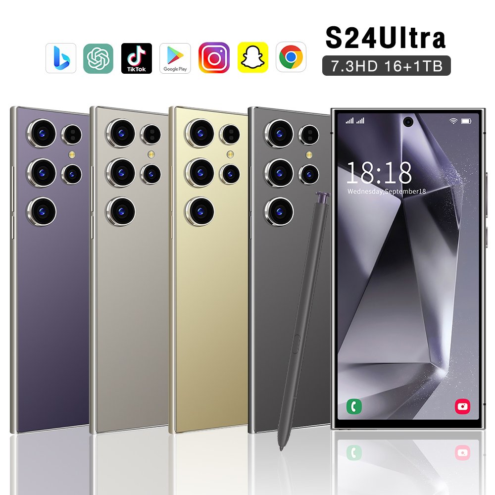 2024 New Original s24 ultra 5G Android 14 Smartphone 16G+1TB 7.3inch mobilephone 72MP+108MP HD 5G Cellphone