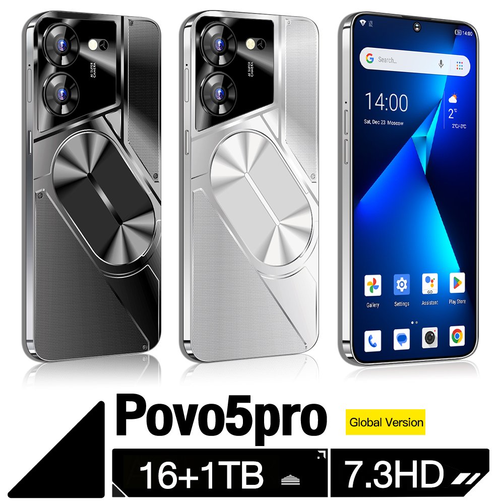 original 5G Smartphone 7.3inch 108mp Povo 5 Pro 16GB+1TB Android 13.0 Mobilephones Fashionable Color 4g 5g cellphone