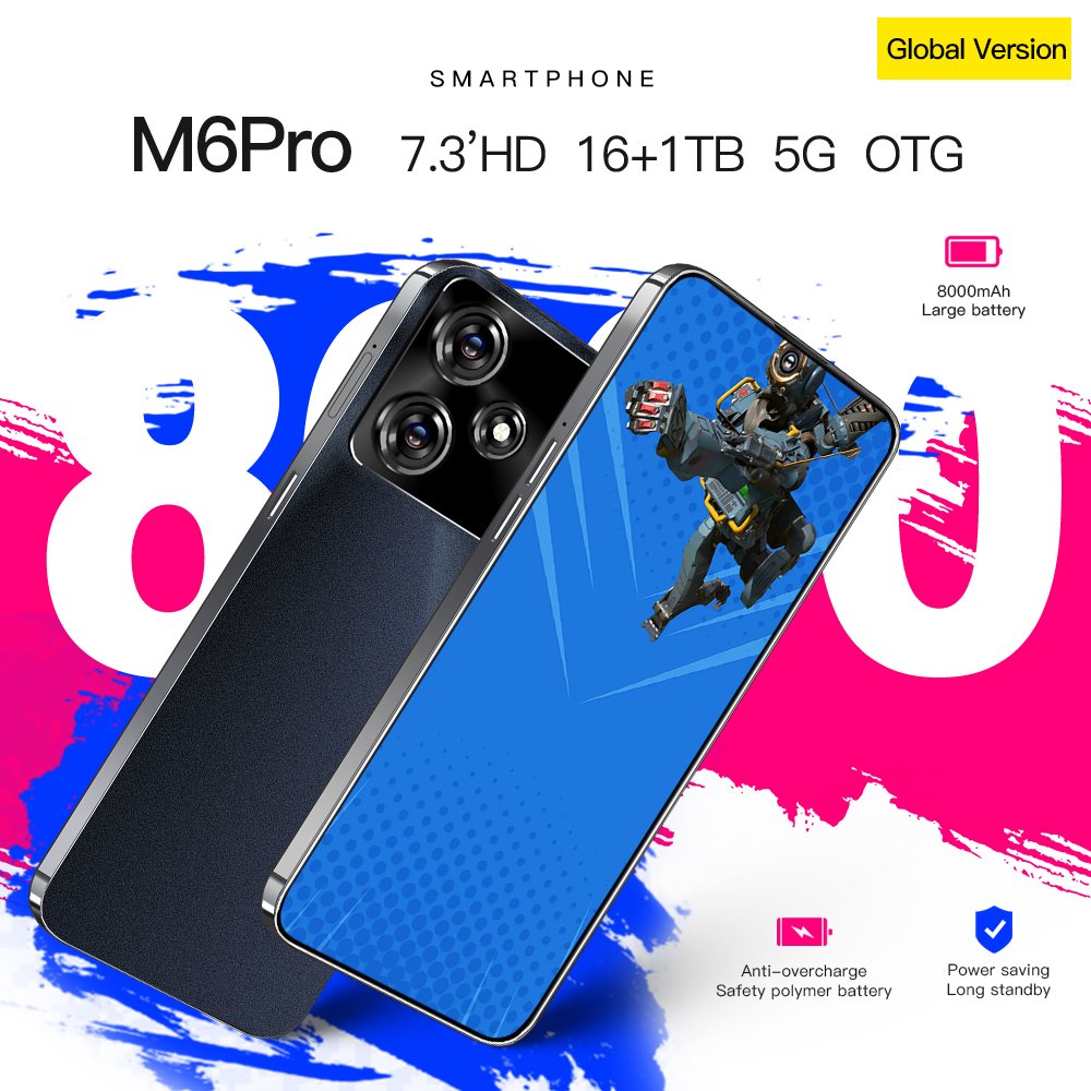 Original 5G Smartphone M6 Pro Brand New Gaming Mobile Phone Smartphone 16G 1T Cheap Phone
