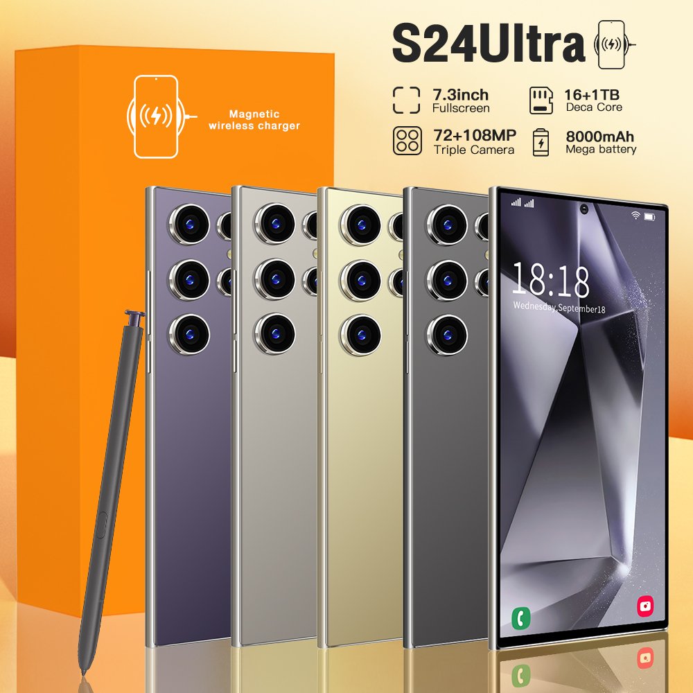 High-End Wholesale S24 Ultra 5G Android 5G Smartphone 16GB+1TB Dual SIM Face and Fingerprint Unlock mobile phones