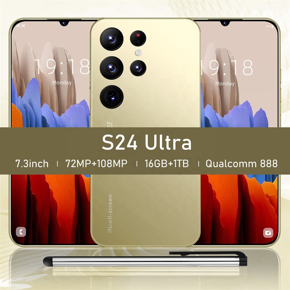 Hot Selling S24 Ultra 5G Smartphones 16GB+1TB 7.3inch Android 13 Original Mobile Phone 108MP Rear Camera HD games Shockproof