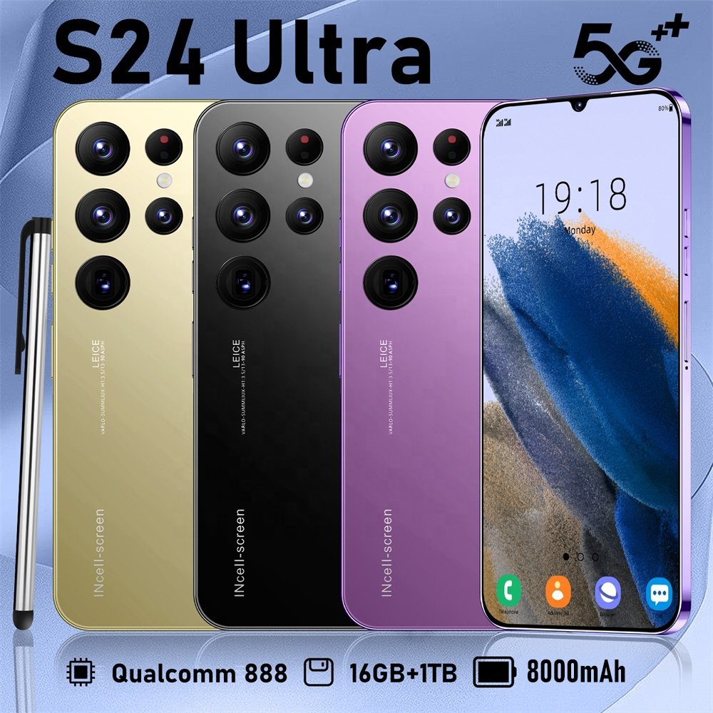 Hot Selling S24 Ultra 5G Smartphones 16GB+1TB 7.3inch Android 13 Original Mobile Phone 108MP Rear Camera HD games Shockproof