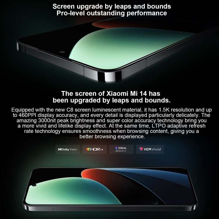 Original brand Xiaomi 14 5G smartphone 12GB+256GB 6.36 inch Xiaomi HyperOS Snapdragon 8 Gen 3 Octa Core 4nm up to 3.3GHz NFC