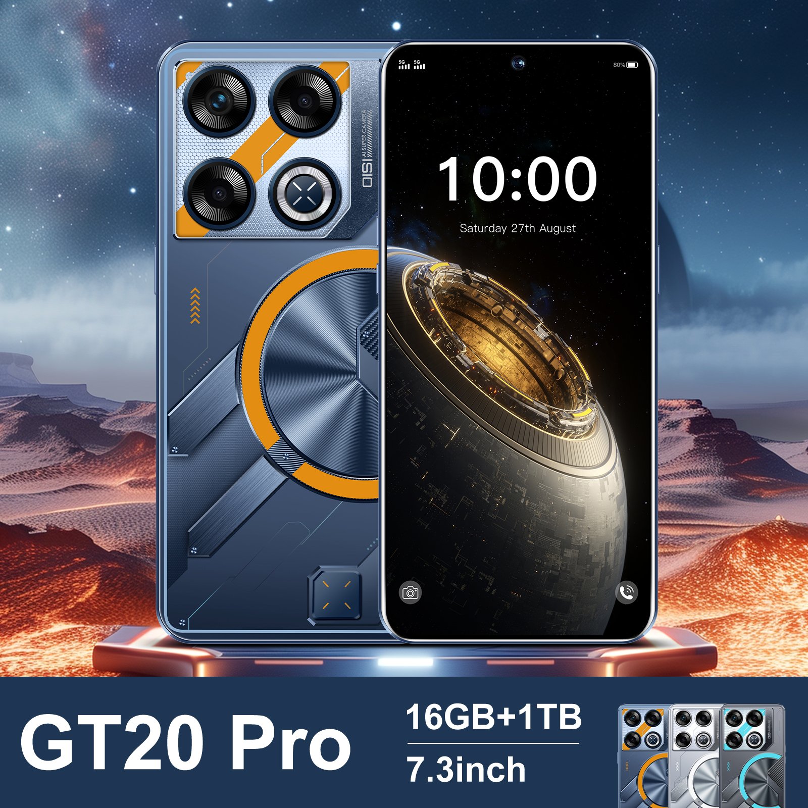 Original Cellphone GT20 pro 7.3 inch Hd 16GB+1TB Mobilephone Android14 Face Unlock 5G smartphone Factory wholesale price