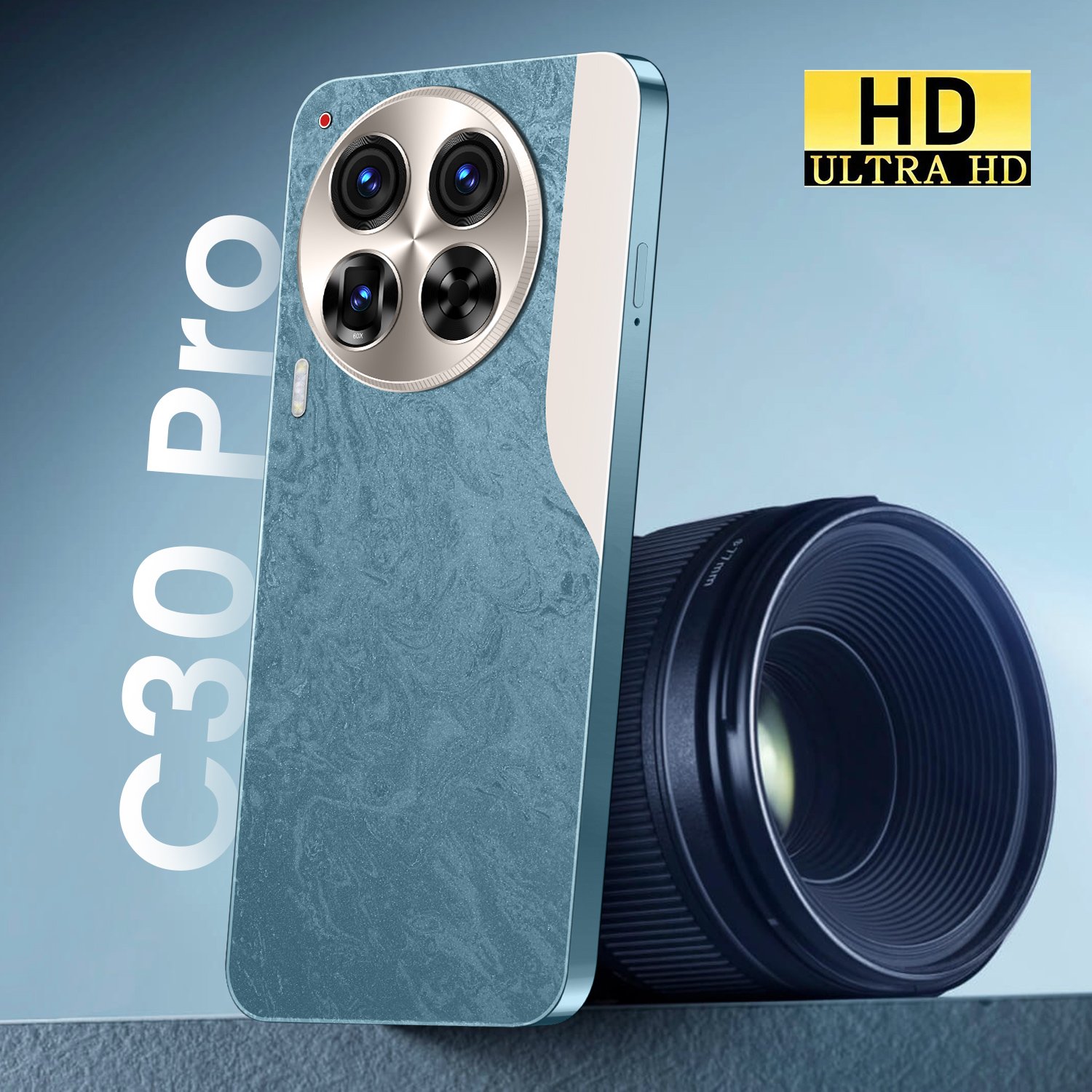 New 2024 mobile phone C30 Pro 16GB RAM + 1TB Storage 7.3 Full Display 10-Core Processor Dual SIM Android smartphone