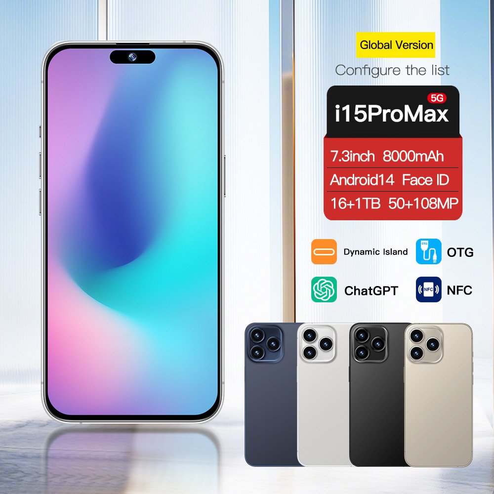 Slimoro i For Phone 15 Promaxe Original Telepfone Mobile Phone Cheap Phone Smartphone Telephone Gaming i16 Android 5G Smartphone