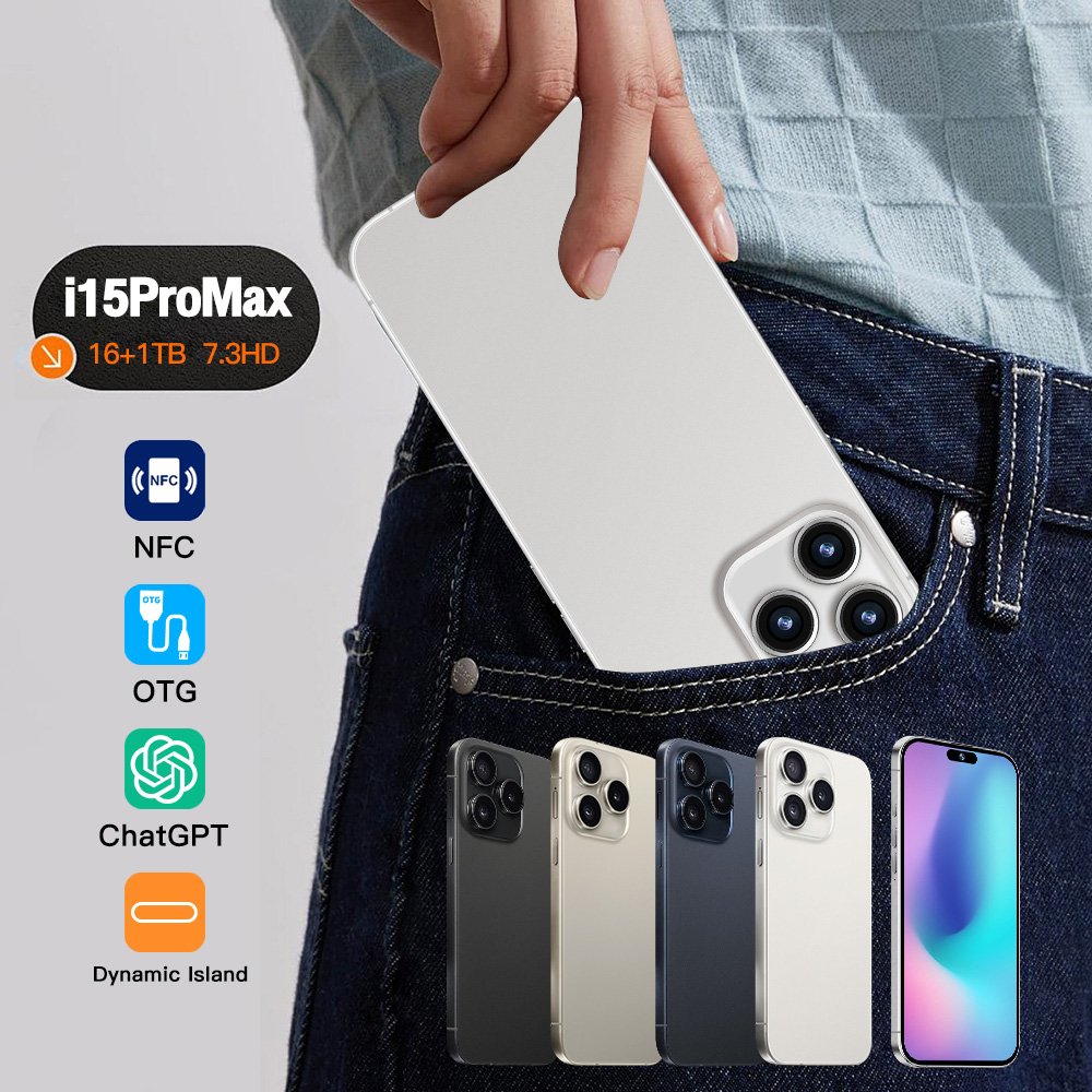 Slimoro i For Phone 15 Promaxe Original Telepfone Mobile Phone Cheap Phone Smartphone Telephone Gaming i16 Android 5G Smartphone