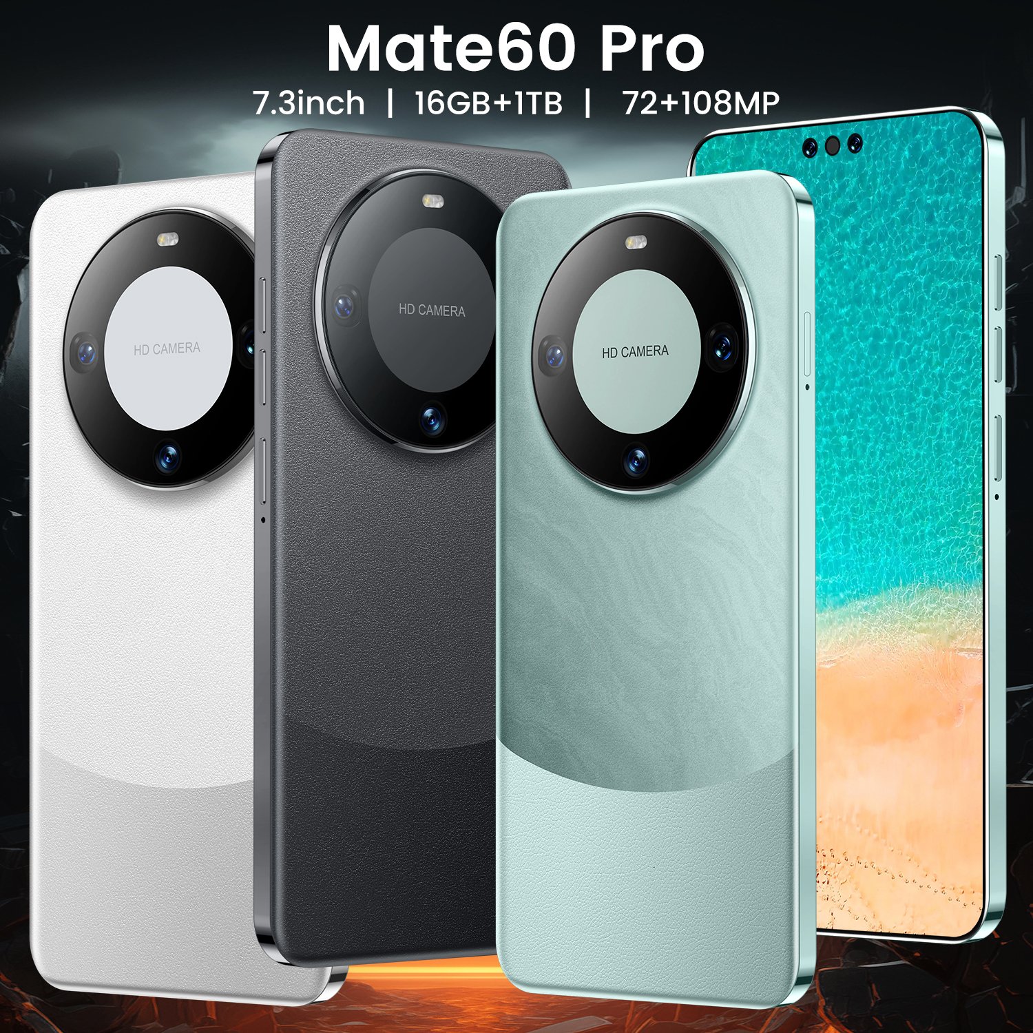 Hot Selling Mate 60 Pro Original 7.3 Inch 16GB+1TB 72MP+108MP Face Unlocked Smart Cellphones 5G Mobile Phone Smartphones