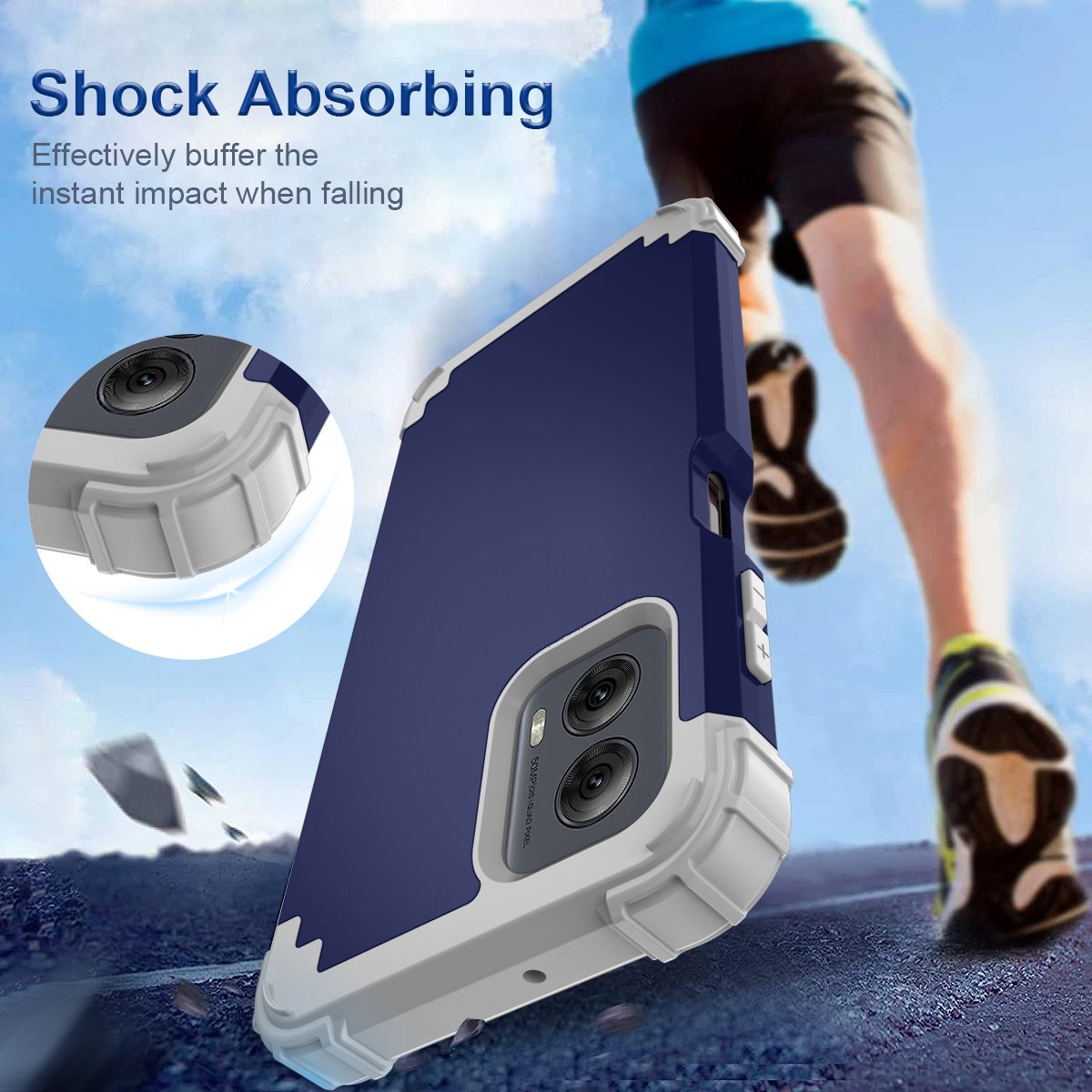 Hybrid Hard Pc With Tpu Silicone Heavy Duty Shockproof Protective Cover For Moto G Power 5G