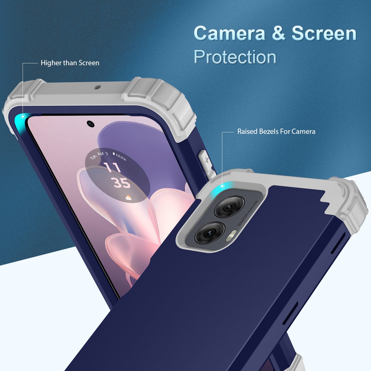 Hybrid Hard Pc With Tpu Silicone Heavy Duty Shockproof Protective Cover For Moto G Power 5G