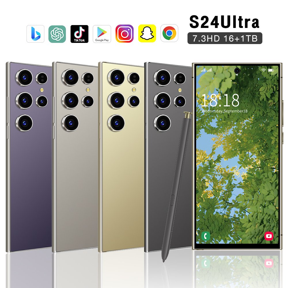 Mobile Phone 16GB+1TB 5G 7.3inch Smartphones 72+108MP HD Camera Android 14 Cellphone New Arrival S24 Ultra 5G Smart Phone Lcd