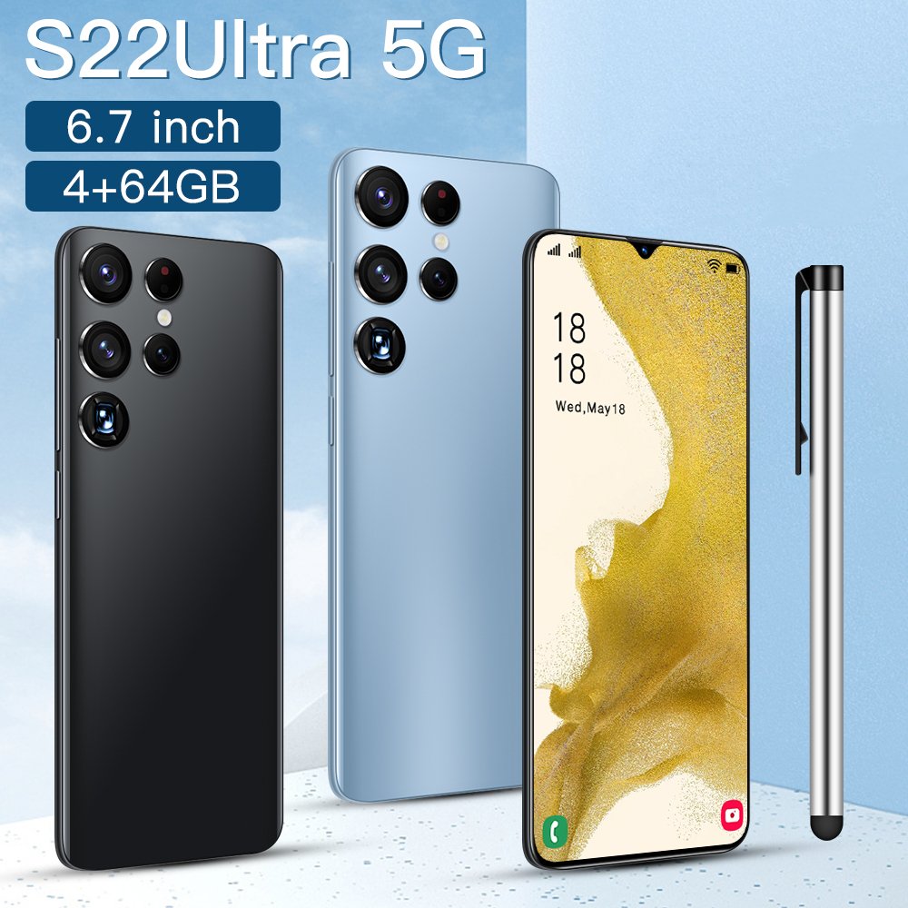 6.7inch 32+64MP AI artificial 6800mAh large memory face unlock recogniting 2022 low price android 12 5G smartphone S22Ultra