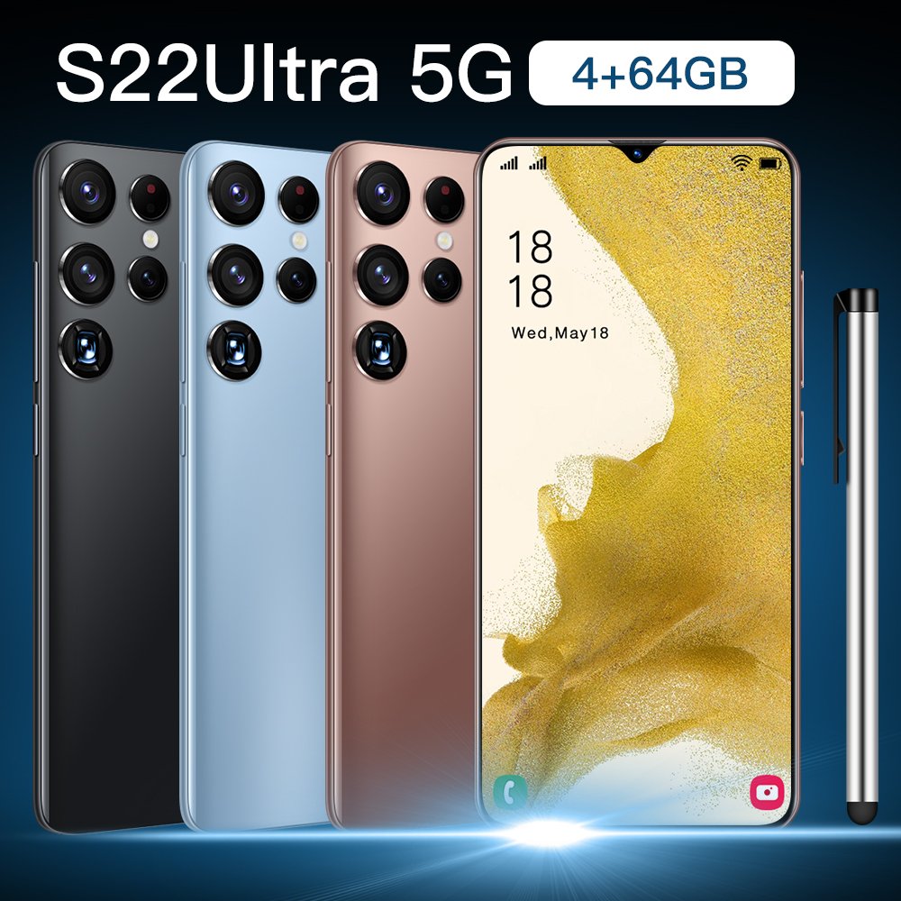 6.7inch 32+64MP AI artificial 6800mAh large memory face unlock recogniting 2022 low price android 12 5G smartphone S22Ultra