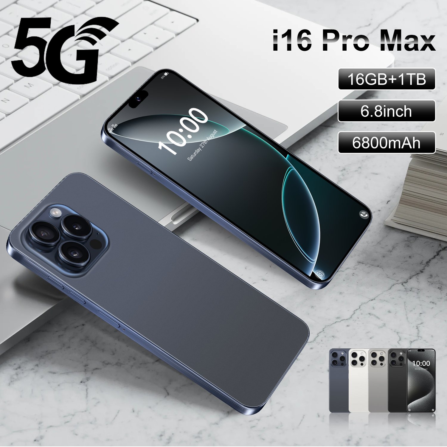 Original i For Phone 16 Pro Max Cell Phone Smartphone Telefone i16 Android Feature 5G Smartphone Gaming Mobile Phone