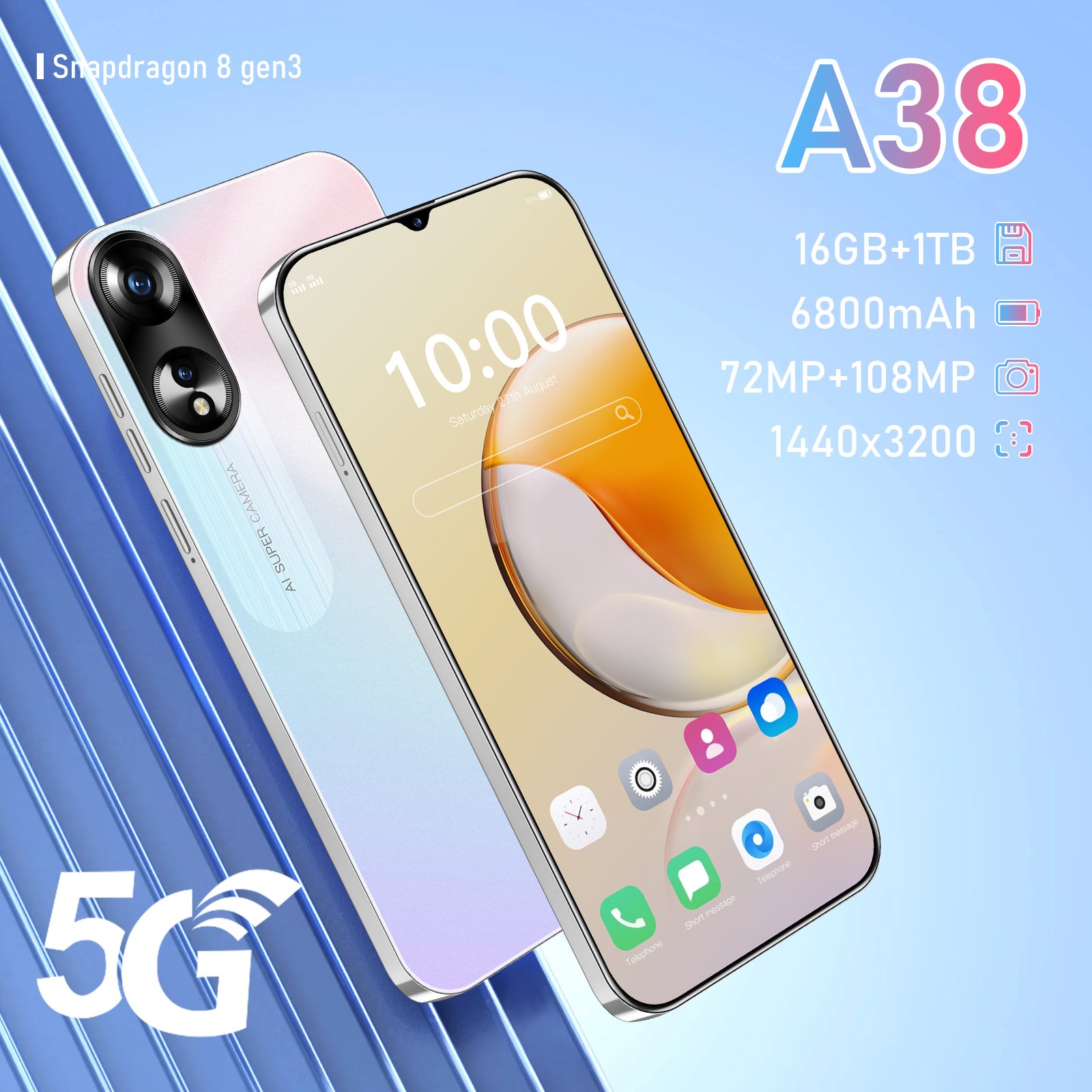 Global version Smartphone 4G 5G Android 10 Dual SIM Card 8GB+256GB Mobile Phones