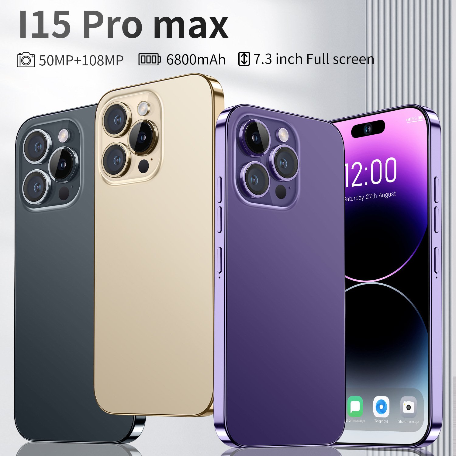 Have Logo Clone 15 pro max 6.8 inch screen 4G 5G smartphone 16GB+1TB unlocked i cell phone 15 pro max Cheap Version Dual Sim